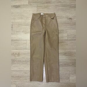 Wilfred Tan Straight Leg Vegan Leather Pants